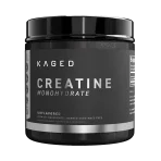 Image of Kaged Creatine Monohydrate box Supplement Facts - 5g pure creatine monohydrate per serving, unflavored powder.