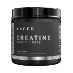 Image of Kaged Creatine Monohydrate box Supplement Facts - 5g pure creatine monohydrate per serving, unflavored powder.