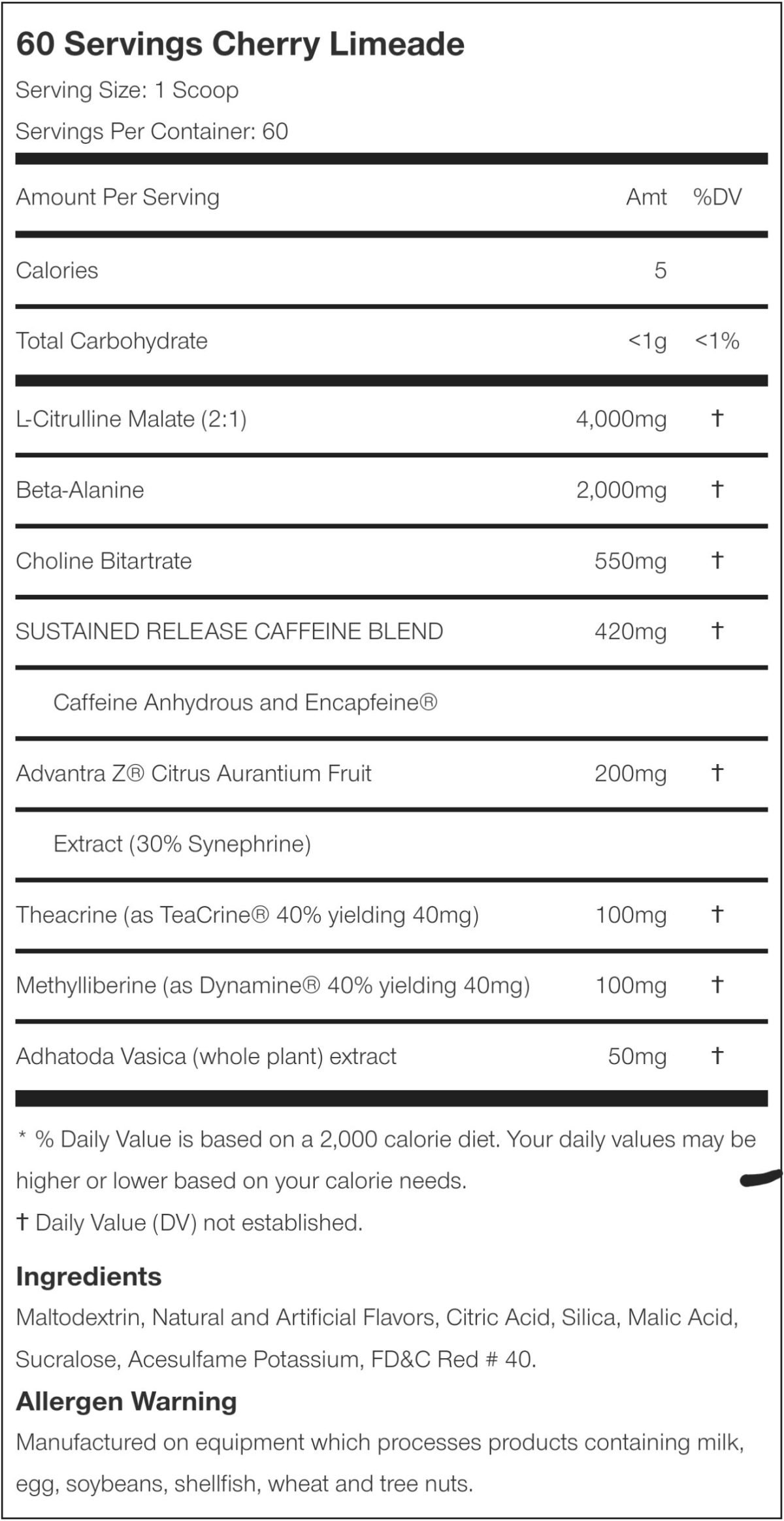 Yeah Buddy 60 servings Nutrition facts scaled 2