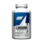A premium bottle of L-Arginine 180 Tablets by GAT Sport, an essential amino acid supplement to enhance nitric oxide production, muscle pumps, and recovery.