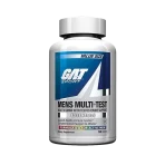 Bottle of Mens Multi + Test by GAT Sport, a multivitamin with testosterone support, featuring 150 tablets, designed for active men.