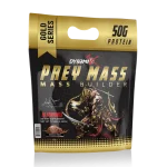 Prey Whey Protein 5lb nutrition label showing 130 calories, 24g protein, 2.5g fat, and 3g carbs per serving.